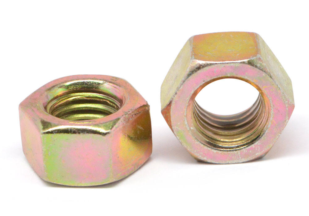 7/8x22-14 Fine Thread Grade 5 Finished Hex Nut Medium Carbon Steel Yellow Zinc Plated Z15855