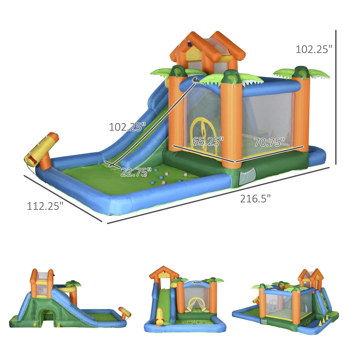 6 in 1 Inflatable Water Slide Jumping Castle with Blower I743