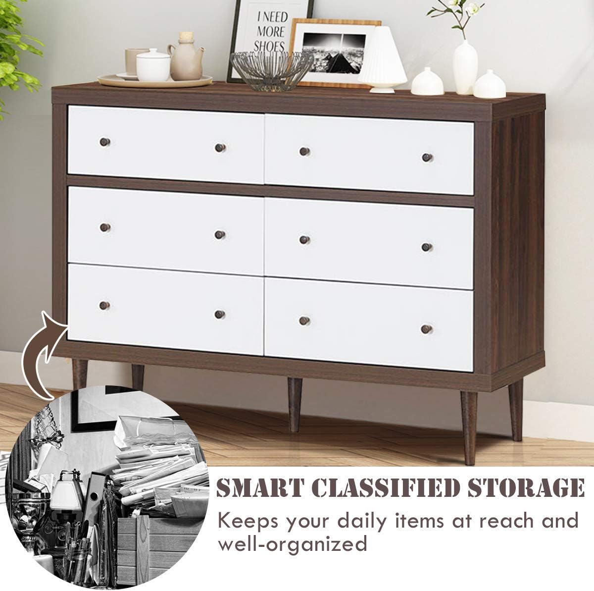 Antique-Style Wooden Chest Dresser with Drawers A225