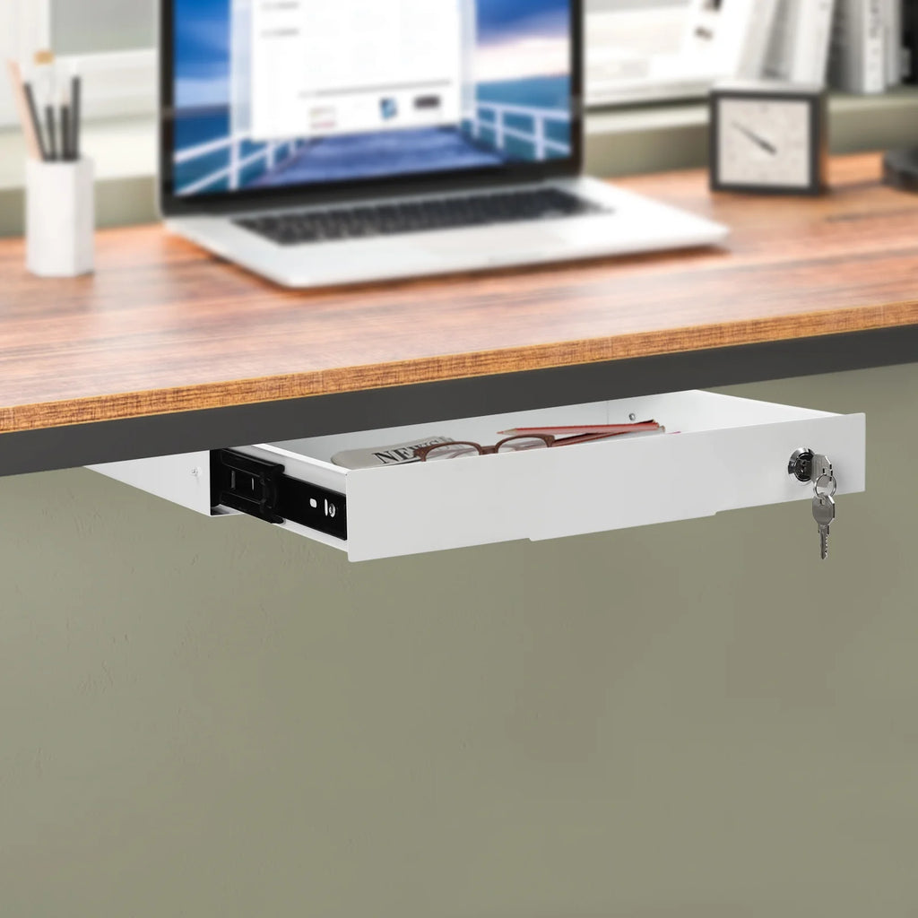 Under Desk Mounted Sliding Pull-out Drawer Storage Organizer N73483