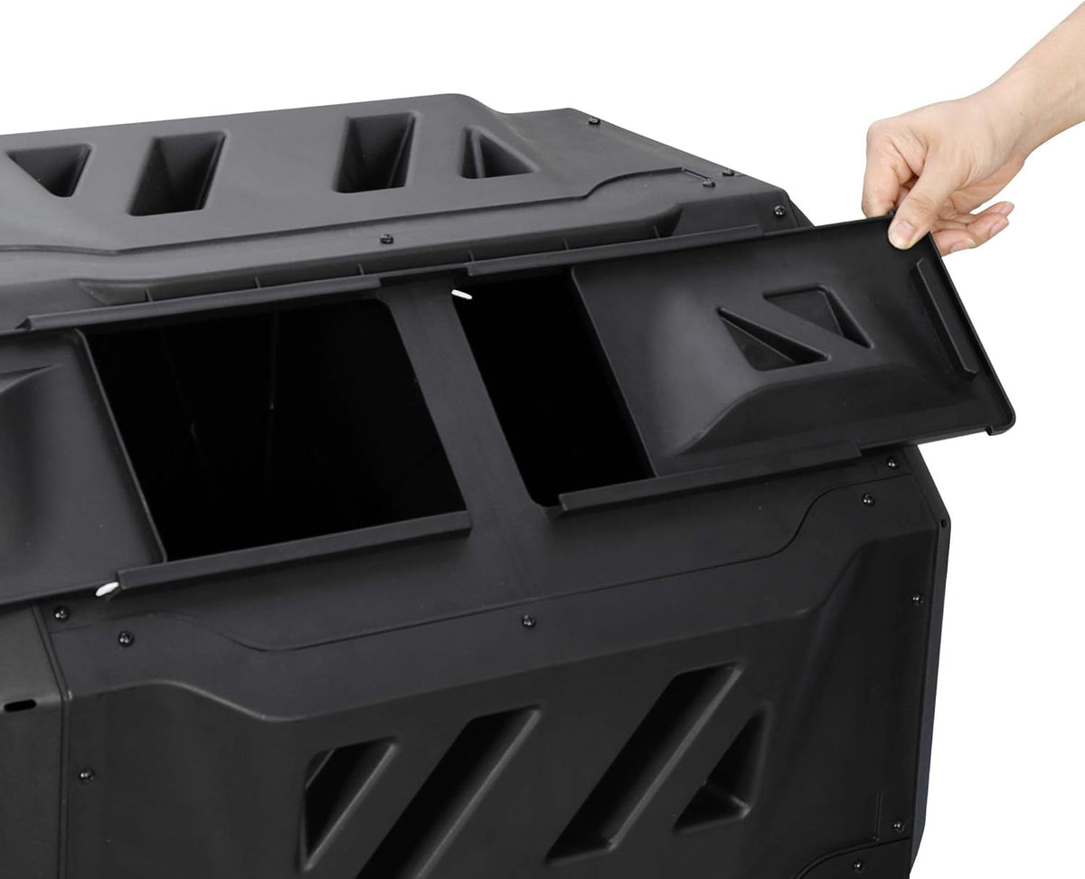 43 Gallon Black Dual Chamber Composting Tumbler D215