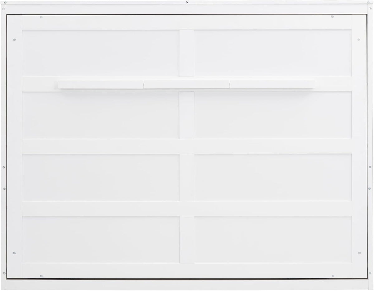 White Solid Wood Queen Size Murphy Bed T733949