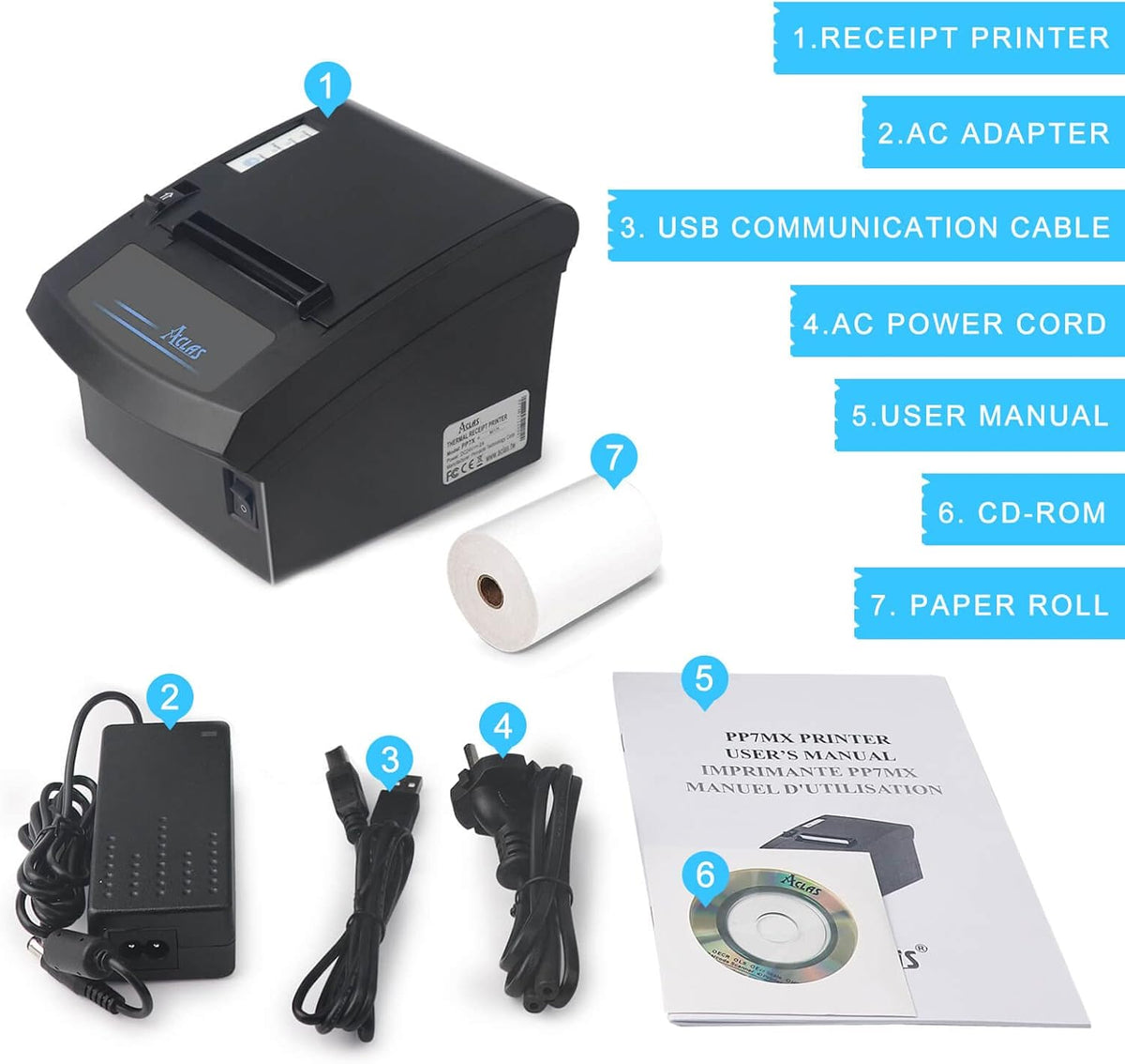 3'1/8 Thermal Receipt Printer 80mm with Auto Cutter Cash Drawer I734425