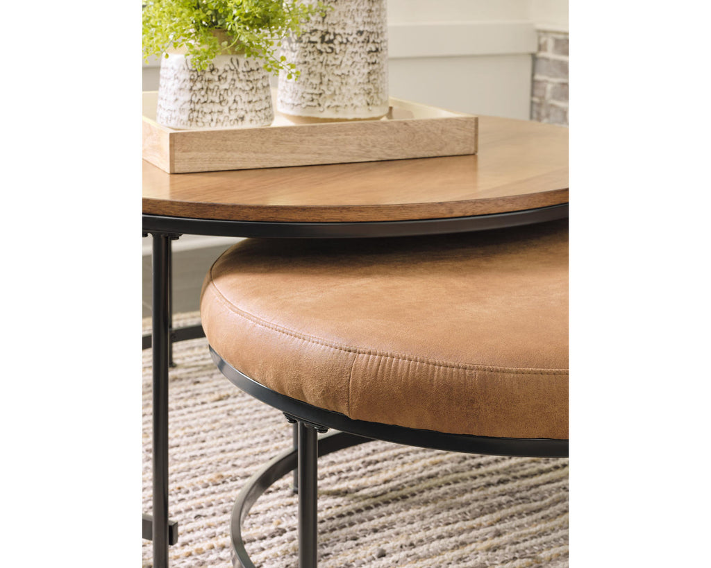 Nesting Coffee Table Set of 2 Light Brown/Black H737434
