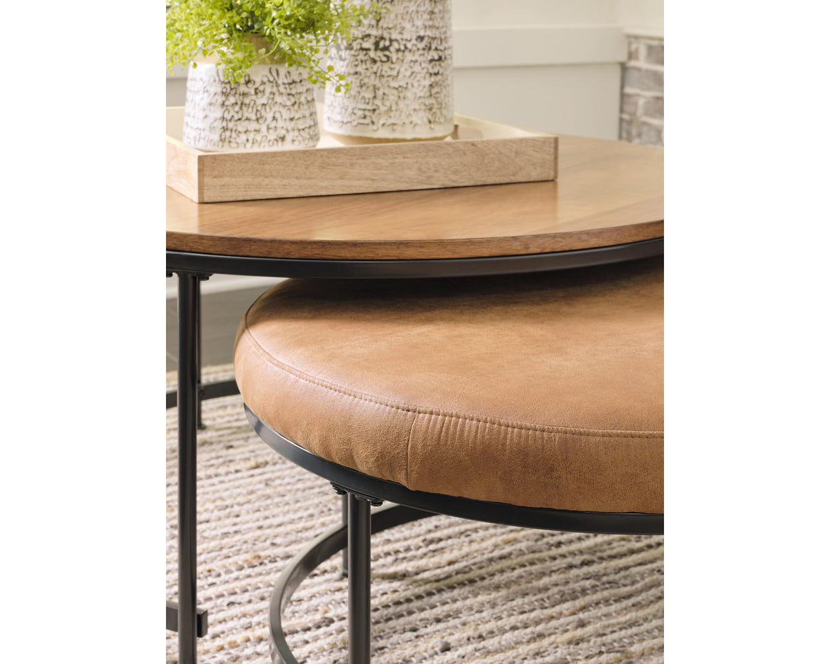 Nesting Coffee Table Set of 2 Light Brown/Black H737434