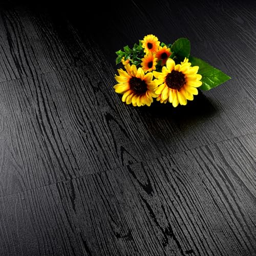 17-Pack 6"x36" Black Wood Luxury Vinyl Plank Flooring Peel and Stick Tiles Q3324