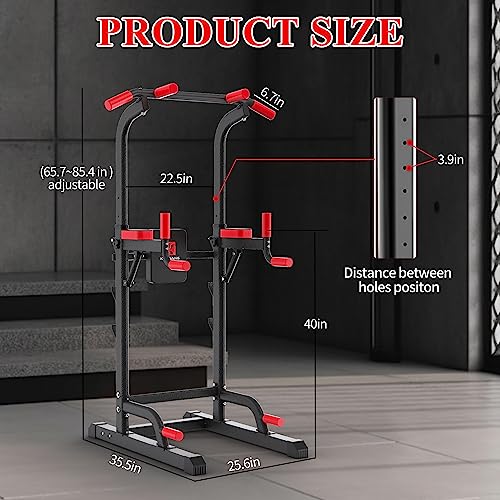 Adjustable Height Power Tower Dip Station with Pull Up Bar, Load 350LBS P739861