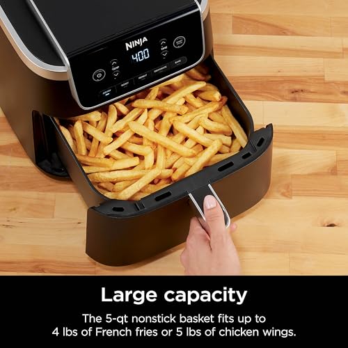 4-in-1 Air Fryer with 5 QT Capacity, Nonstick Basket & Crisper Plate, Grey H410