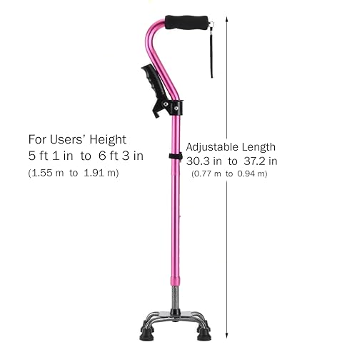 Adjustable Walking Cane with 4 Prongs and Extra Handle U57835
