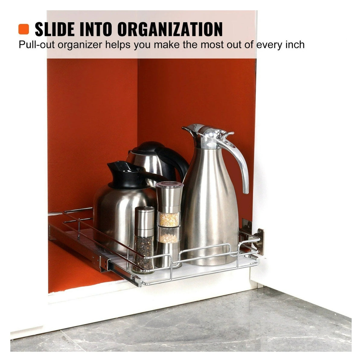 Chrome Heavy Duty Slide Out Cabinet Organizer 11x21 S305054