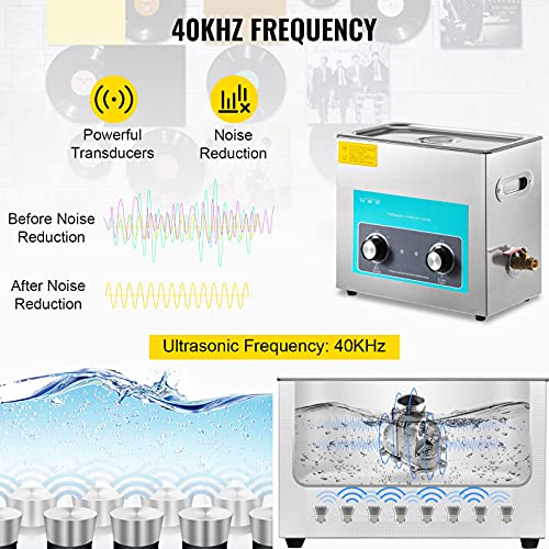 6L 40kHz Ultrasonic Vinyl Record Cleaner with Stainless Steel Tank T495215