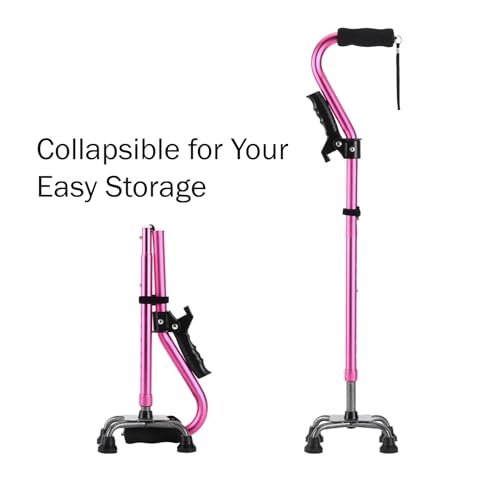 Adjustable Walking Cane with 4 Prongs and Extra Handle U57835