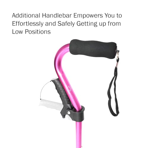 Adjustable Walking Cane with 4 Prongs and Extra Handle U57835