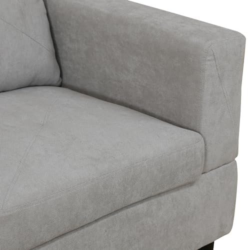 Beige L Shaped Sectional Sofa with Storage Ottoman J436