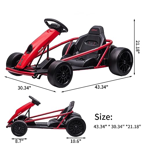 24V Battery 300WX2 Motors Pedal On Foot Go Kart with 14.3" Wide Seat Blue U9597