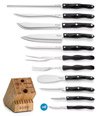 8 Set Table Knives Kitchen Knives Forks Honey Oak Knife Block Sharpener Cutting Board B24574