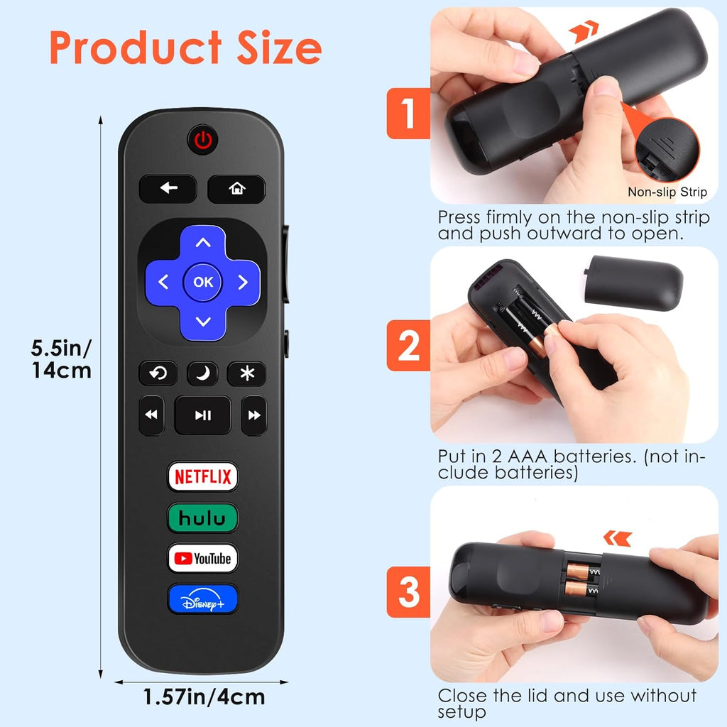 2 Pack Universal Infrared Remote Control for Roku TV J7952