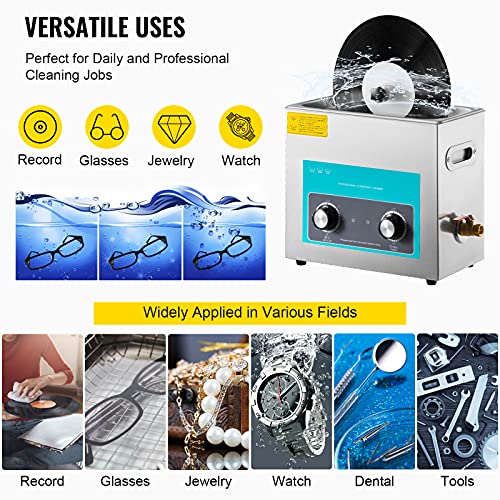 6L 40kHz Ultrasonic Vinyl Record Cleaner with Stainless Steel Tank T495215