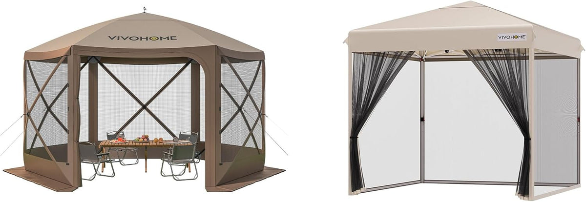 12x12ft Pop-Up Gazebo Screen Tent with Mosquito Netting M87413