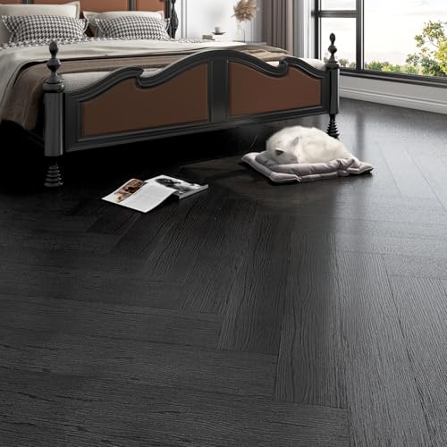 17-Pack 6"x36" Black Wood Luxury Vinyl Plank Flooring Peel and Stick Tiles Q3324