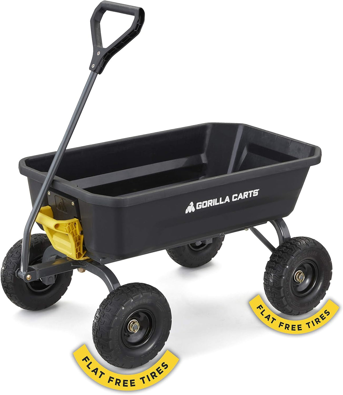 4 Cu. Ft. Poly Garden Dump Cart with No-Flat Tires, Black U2978