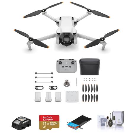Mini 3 Drone Fly More Combo with RC-N1 Controller Bundle with 32GB microSDHC Memory Card, Strobe Anti-Collision Light, Foldable Landing Pad Pro, Cleaning Kit T352756