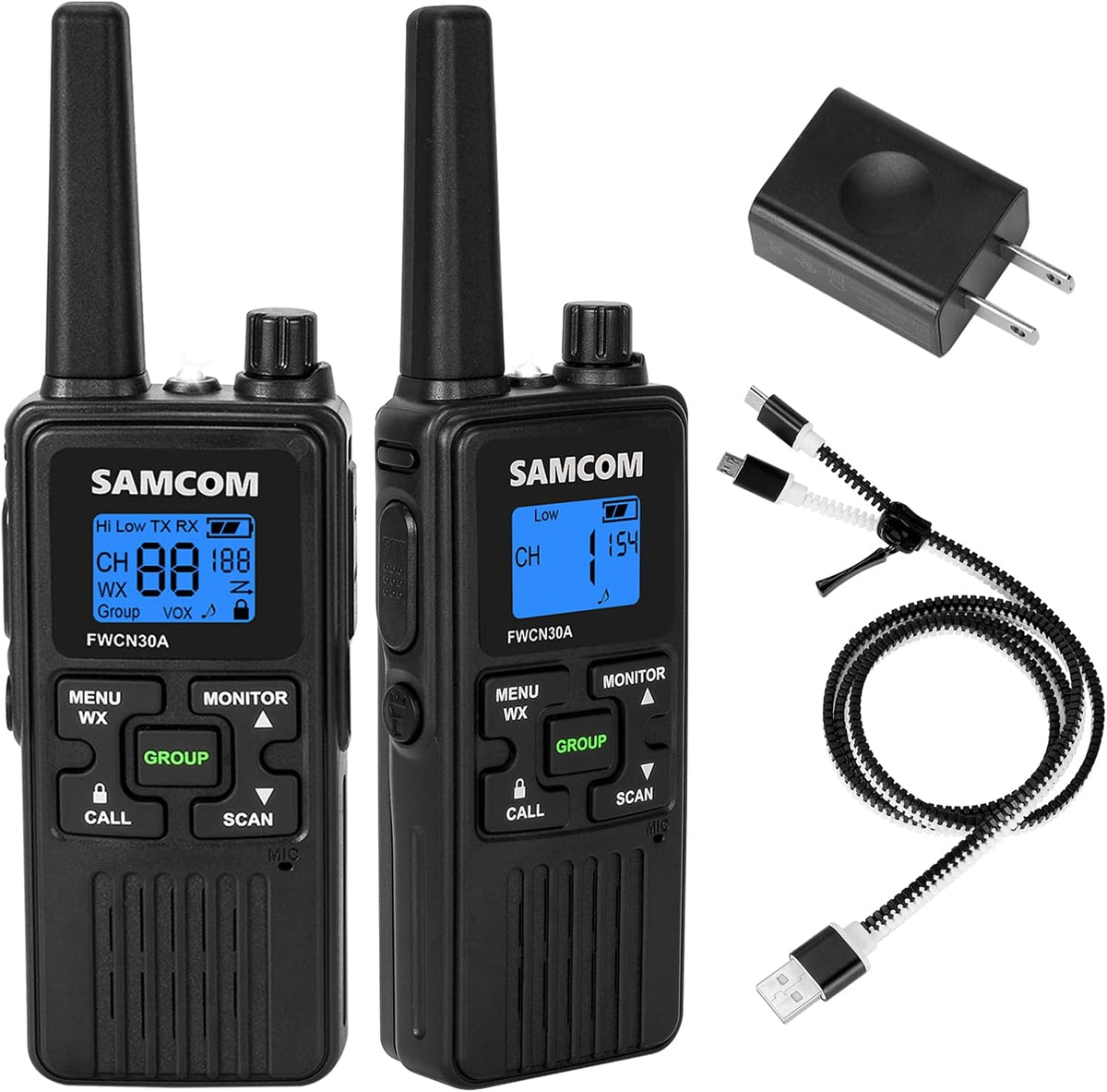 6 Pcs Black FRS 2-Way Radios with 1250mAh Battery P678
