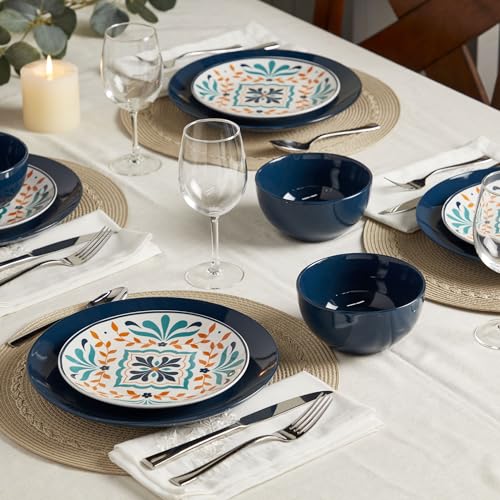 12-Piece Ceramic Dinnerware Set, Service for 4, Blue E58912