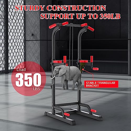 Adjustable Height Power Tower Dip Station with Pull Up Bar, Load 350LBS P739861