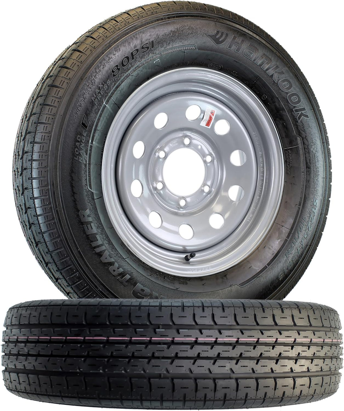 2-Pk Hankook ST225/75R15 Trailer Tire On Silver Mod Rim 6 Lug Wheel LRE X31538