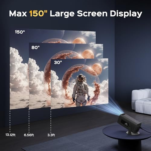 White 1080P Smart Projector with WiFi and Bluetooth J334394