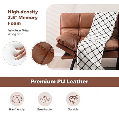 Brown Memory Foam Convertible Futon Sofa Bed with Adjustable Armrest U400