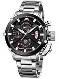 45mm Stainless Steel Chronograph Waterproof Analog Quartz Date Heavy Duty Men's Watch H438597