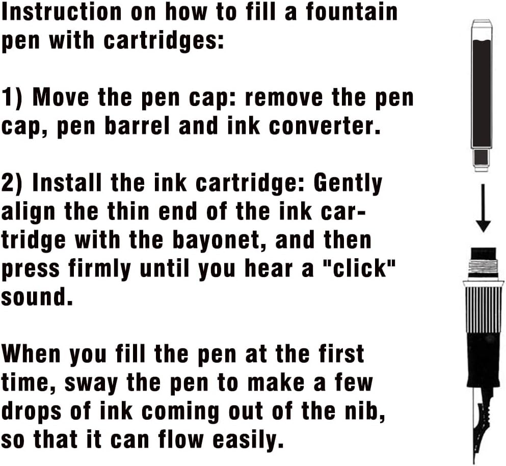 60 Count Black Fountain Pen Ink Refill Cartridges R808829