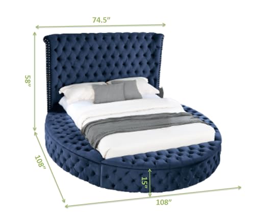 Black Queen Size Velvet Upholstered Platform Bed Frame with Bluetooth Speakers and USB M312735