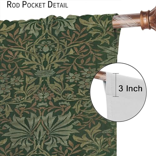 Vintage Green Printed Curtains 42x45 Inch 2 Panels E72900