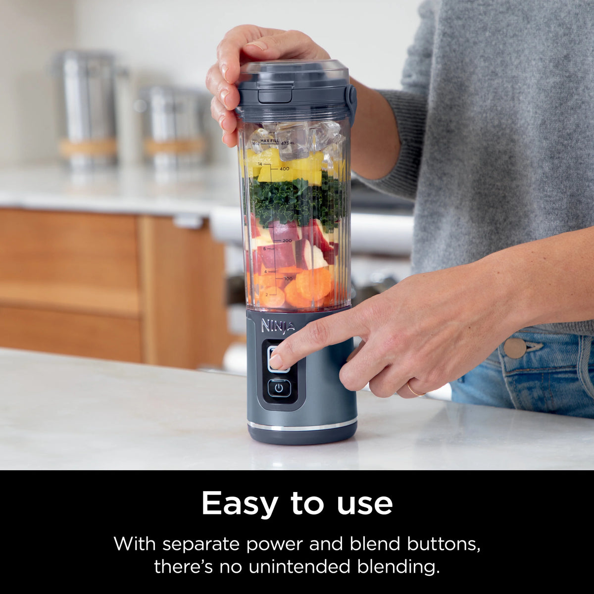 18 oz. Portable Blending Vessel with Leakproof Lid and Sip Spout, Denim Blue K171