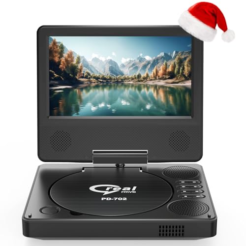 9.5" Portable DVD Player with 7.5" Swivel Display Screen, 5-Hour Built-in Rechargeable Battery, Black M1357
