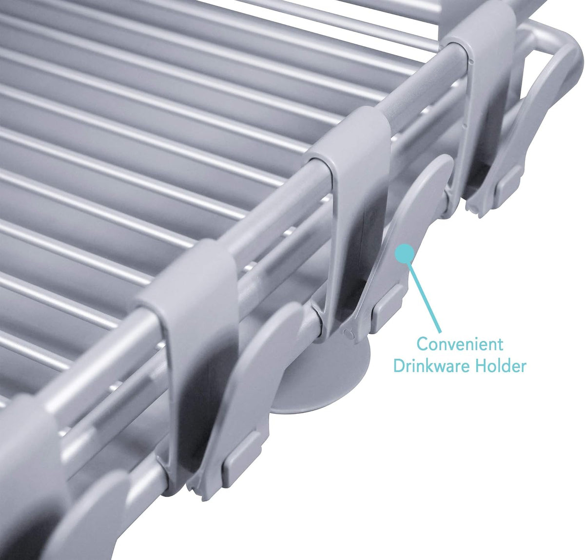 Aluminum 2-tier Dish Drying Rack with Utensil & Cutlery Holder A9303