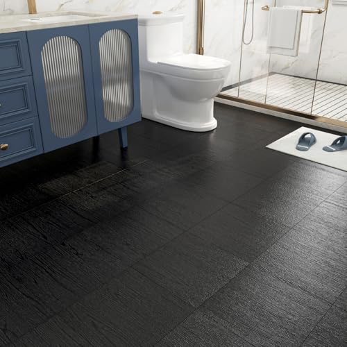 17-Pack 6"x36" Black Wood Luxury Vinyl Plank Flooring Peel and Stick Tiles Q3324