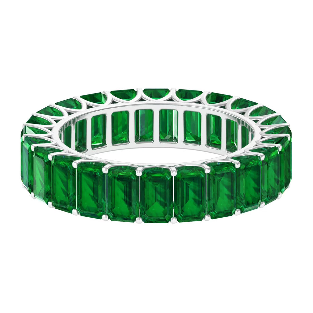 14K White Gold Lab Created Emerald Ring F9379