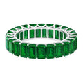 14K White Gold Lab Created Emerald Ring F9379