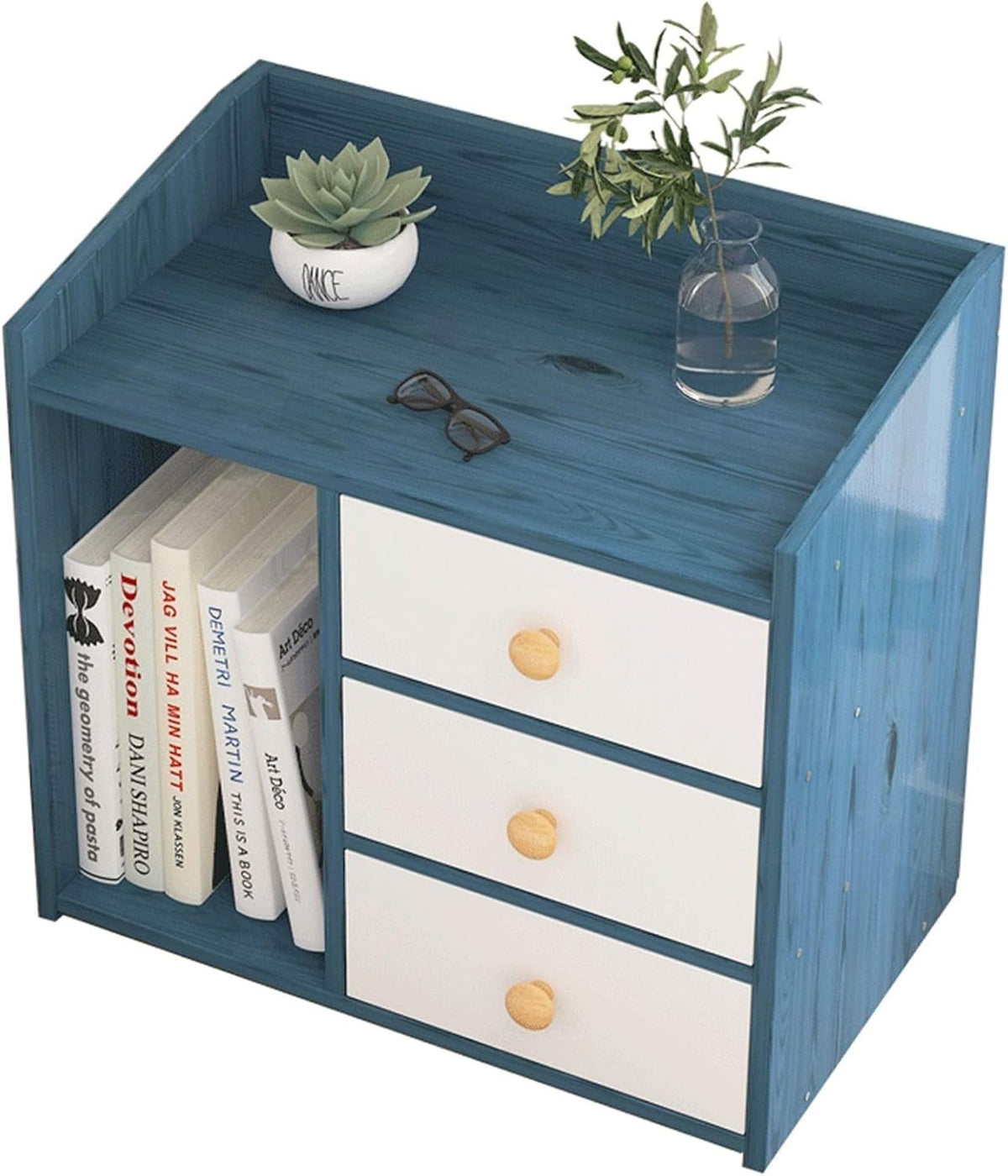 White 3 Drawer Wooden Nightstand with Storage Shelves K2373