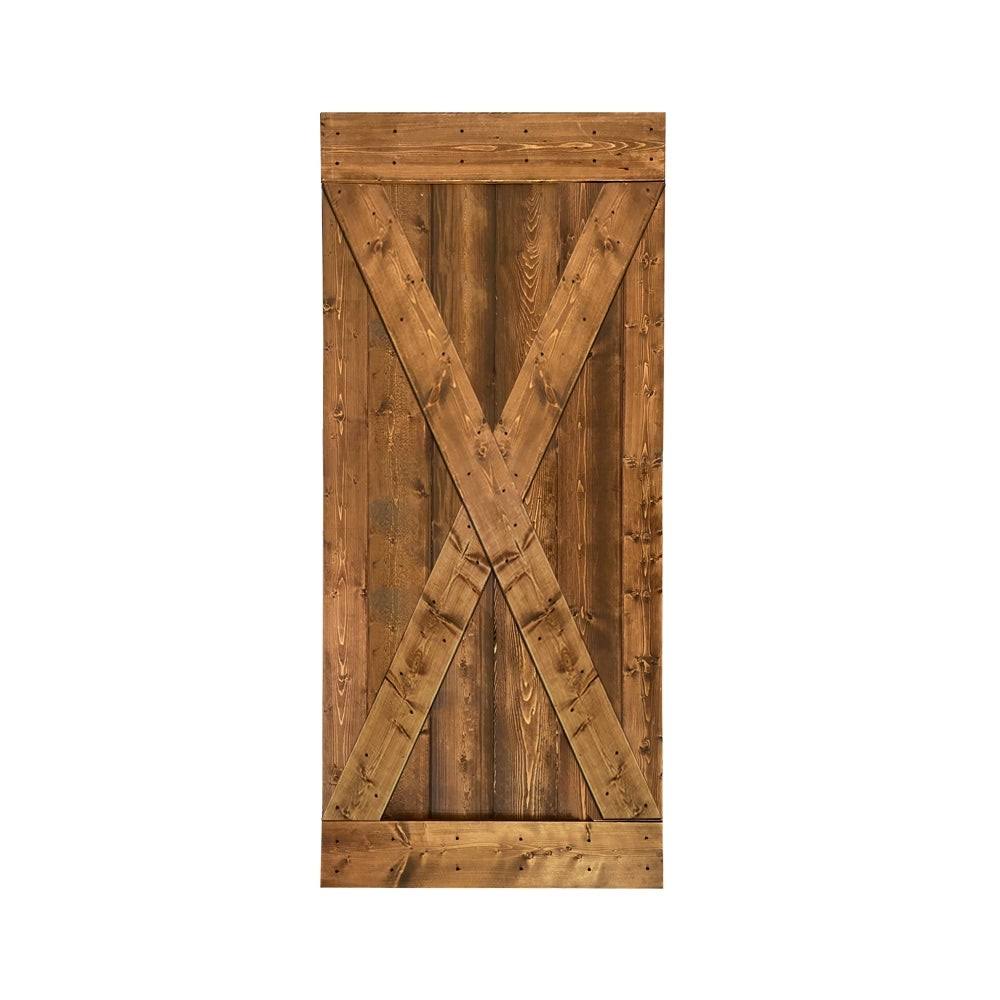 Solid Cherry Red Stained Pine Wood Interior Sliding Barn Door Slab P932147