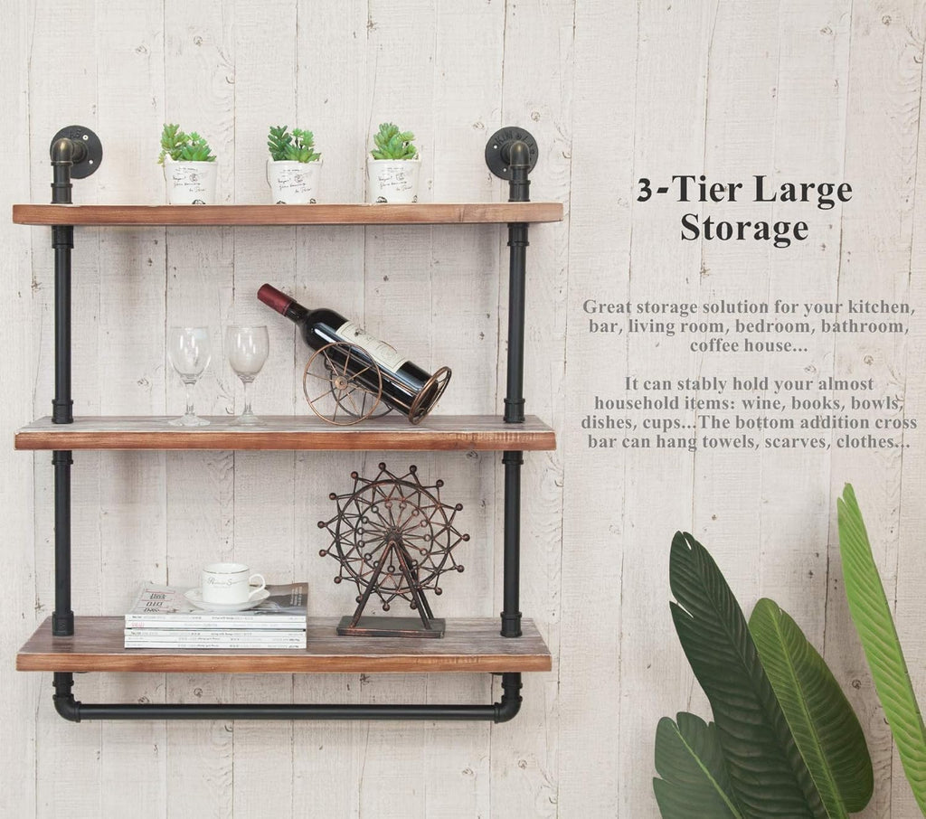 Industrial Retro Wall Mounted Iron Water Pipe Shelf Z86195