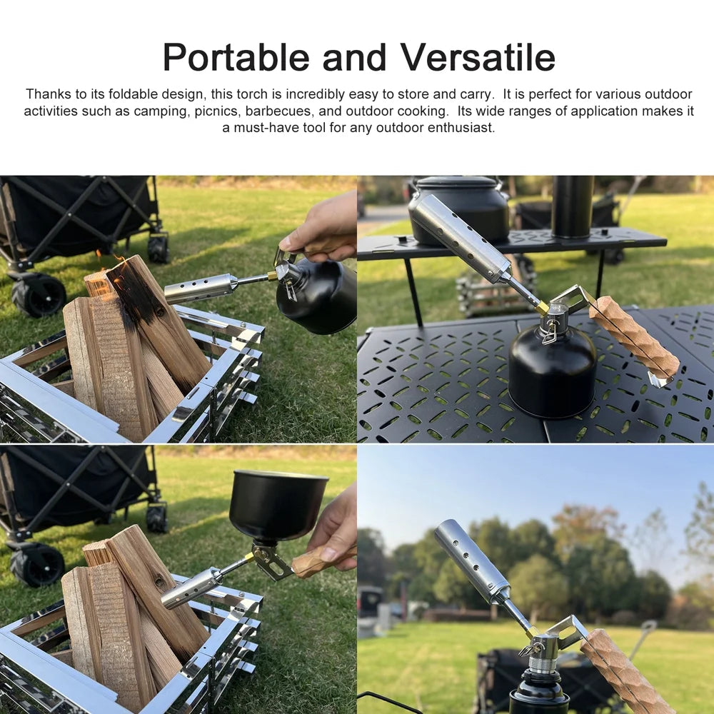 Adjustable Valve Outdoor Picnic Torch with Wood Handle W7293