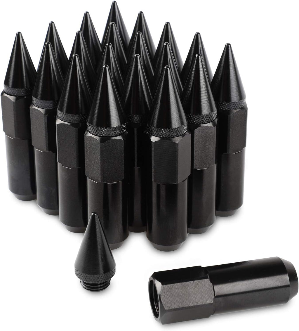 20PCS 60MM Steel Extended Tuner Lug Nuts M12X1.5 Black M7844