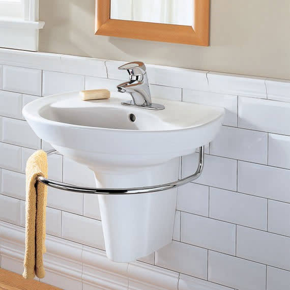 White Wall-Mounted Pedestal Lavatory Top with Single Faucet Hole P365