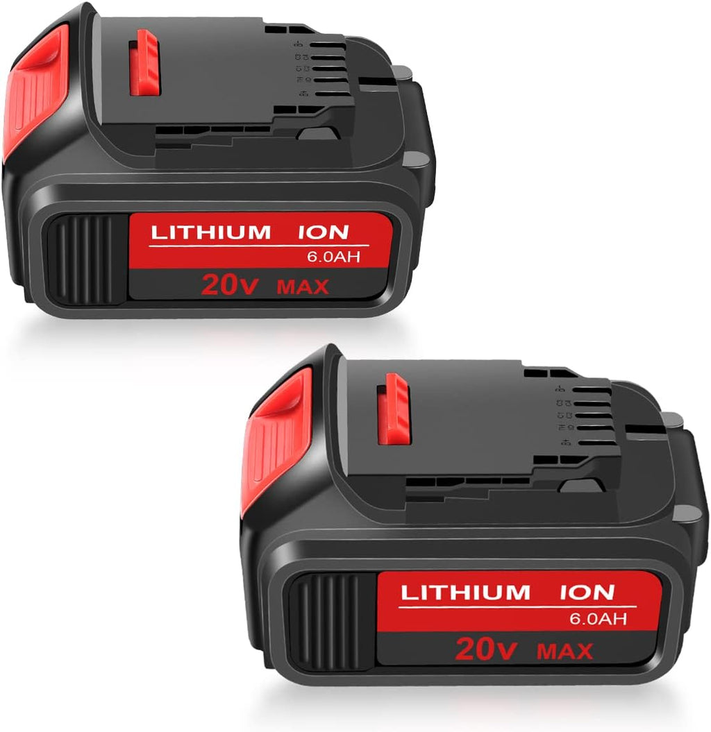 2 Packs 20V 6.0Ah Battery with LED Indicator Red S338