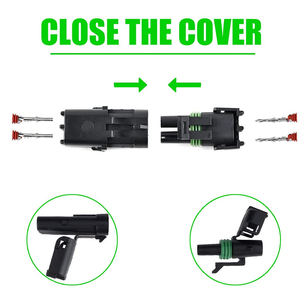 20 Sets 2 Pin Weather Pack Connector Waterproof Car Electrical Wire Connector Terminals Plug Kit with 45 Sets Male and Female Terminal KIT 18-14AWG H67899